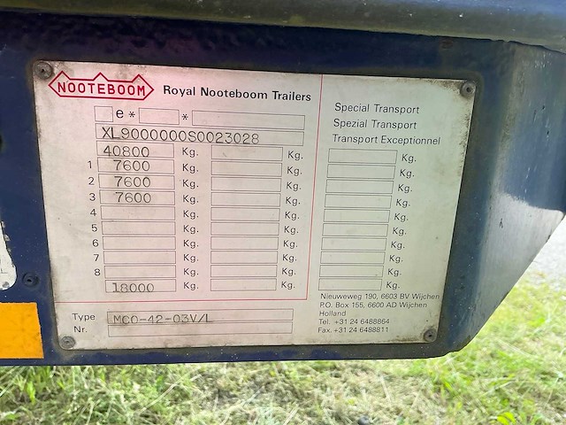 1995 nooteboom mco 42 03v l gestuurde uitschuifbare semi-dieplader - afbeelding 10 van  26
