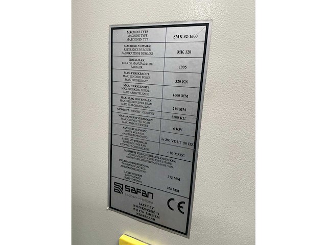 1995 safan smk 32-1600 cnc-kantbank - afbeelding 4 van  14