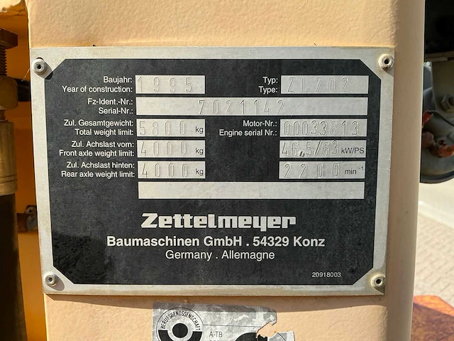 1995 zettelmeyer zl702 shovel - afbeelding 33 van  42