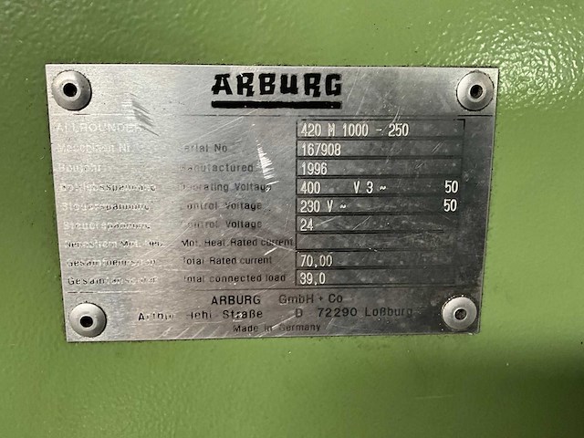 1996 arburg 420 m 1000-250 schakel- en besturingskast - afbeelding 2 van  5