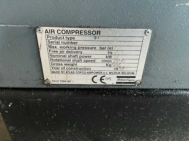 1996 atlas copco ga37 schroefcompressor - afbeelding 11 van  11