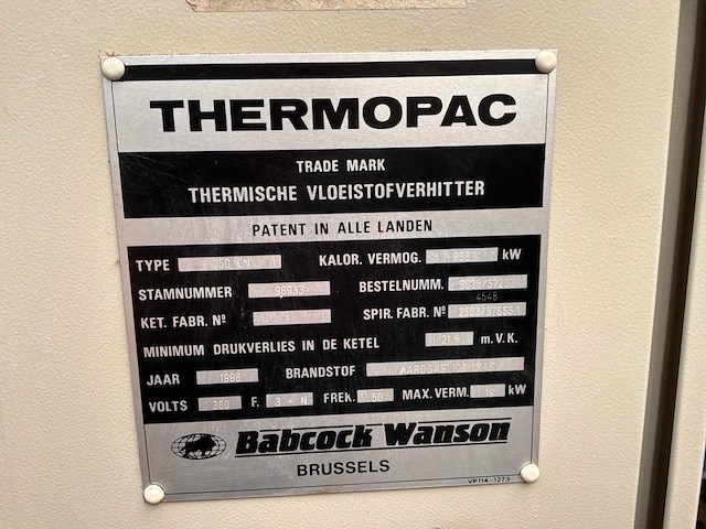 1996 babcock wanson 850 thermische vloeistofverhitter - afbeelding 19 van  29