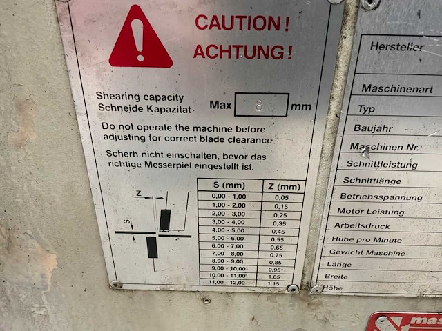 1996 baykal hgl 2600/8 hydraulische guillotineschaar - afbeelding 8 van  17