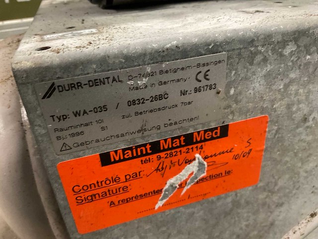 1996 durr-dental wa-035 compressor olievrij - afbeelding 6 van  9