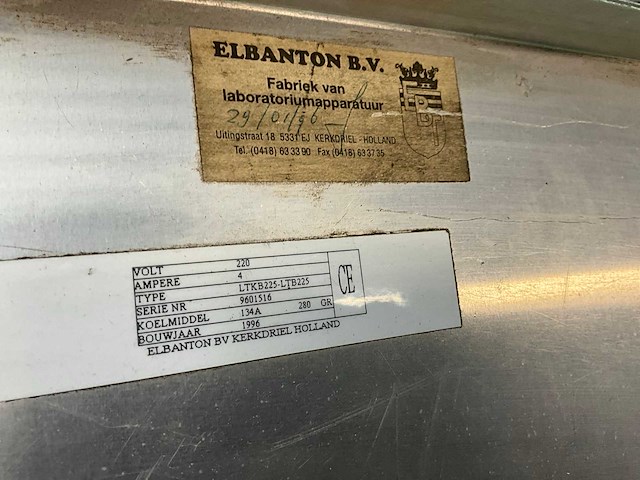 1996 elbaton ltkb225-ltb225 laboratoriumincubator - afbeelding 2 van  6