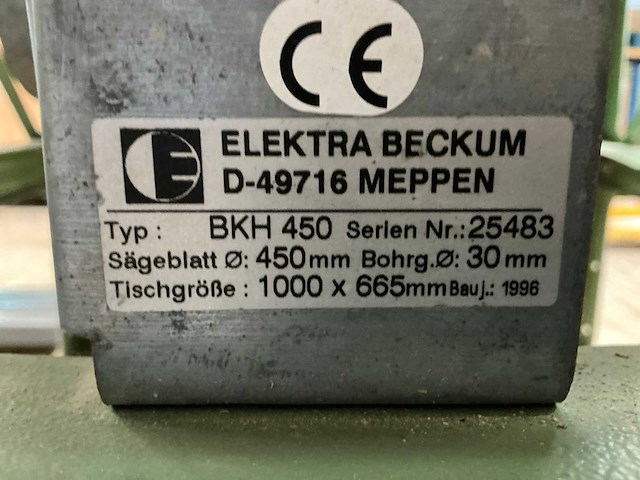 1996 elektra beckum bkh450 zaagtafel - afbeelding 7 van  7