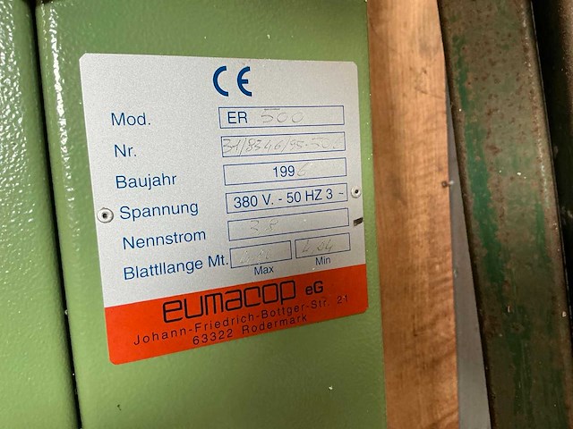 1996 eumacop er500 lintzaagmachine - afbeelding 4 van  5