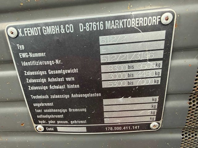 1996 fendt 512c vierwielaangedreven landbouwtractor - afbeelding 8 van  16