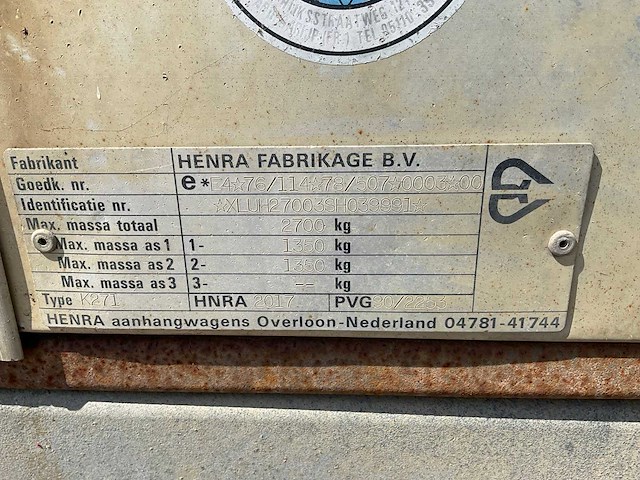 1996 henra k271 kipper aanhangwagen - afbeelding 16 van  16
