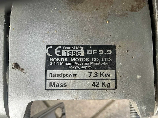 1996 honda 9.9 pk 4 takt langstaart buitenboordmotor - afbeelding 8 van  9