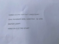1996 honda 9.9 pk 4 takt langstaart buitenboordmotor - afbeelding 9 van  9