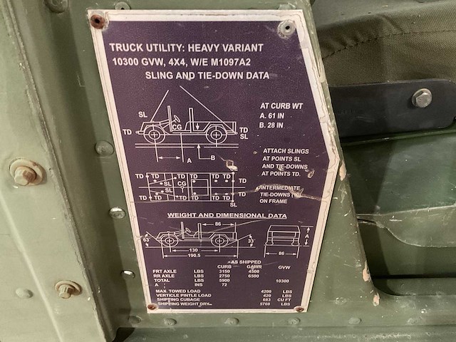 1996 humveee m1097 a2 legervoertuig - afbeelding 7 van  21