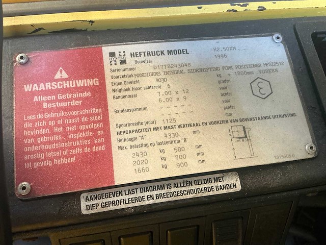 1996 hyster h250xm vorkheftruck - afbeelding 7 van  11