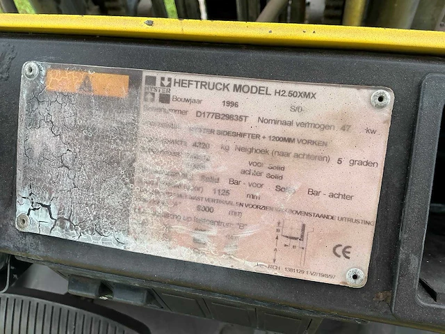 1996 hyster h2.50xmx vorkheftruck - afbeelding 9 van  21