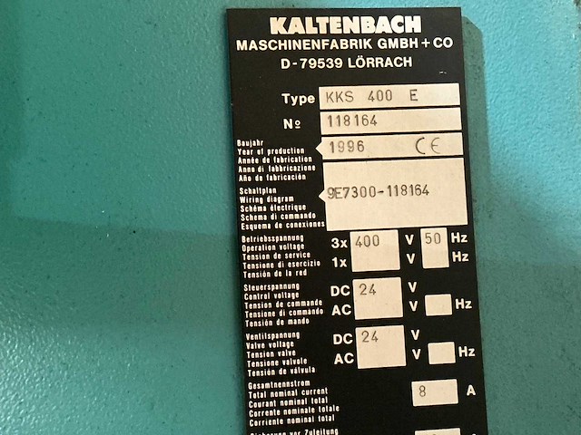 1996 kaltenbach kks400-e cirkelzaagmachine - afbeelding 7 van  15