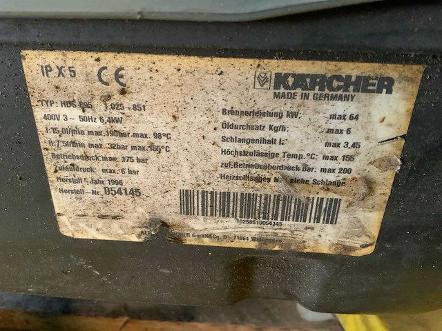 1996 kärcher hds 895 hogedrukreiniger - afbeelding 3 van  3