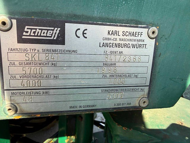 1996 schaeff skl 841 shovel wiellader - afbeelding 2 van  2