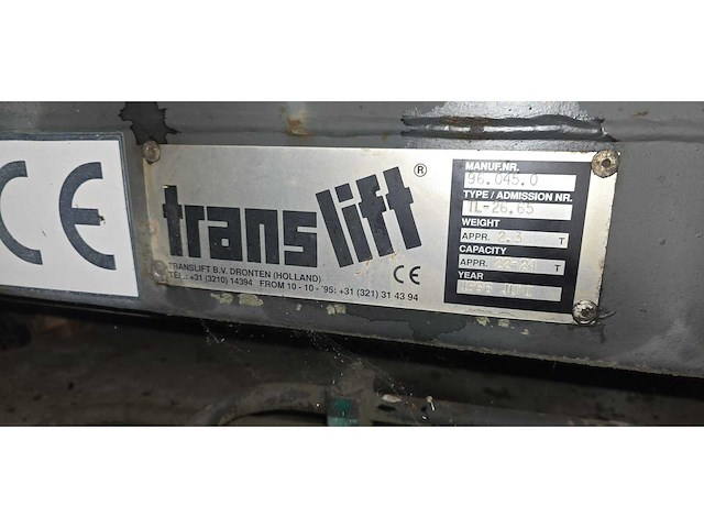 1996 translift tl-26.65 container ketting systeem chassis - afbeelding 5 van  5