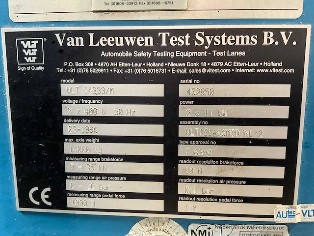 1996 van leeuwen test systems vlt 14333/m remmen testbank - afbeelding 5 van  11