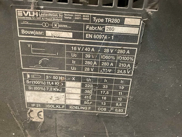 1996 vlh tr280s mig lasapparaat - afbeelding 7 van  8