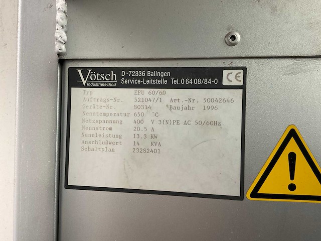 1996 vötsch efu 60/60 laboratoriumoven - afbeelding 6 van  6