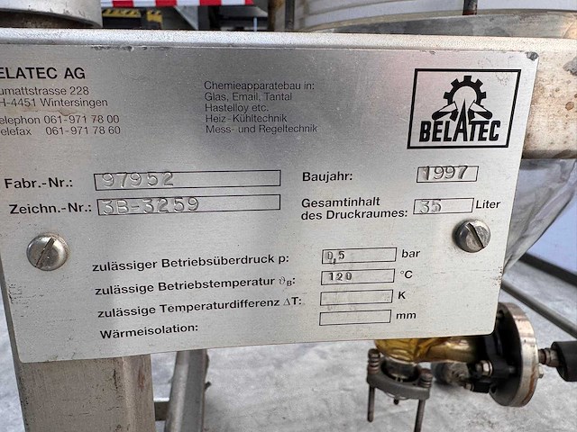 1997 - belatec ag - 35 ltr - glazen zuigfilter - afbeelding 1 van  4