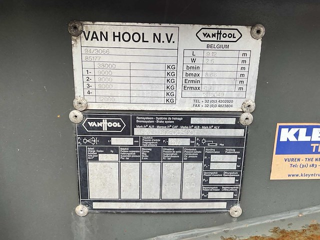 1997 - van hool - 3b0049 - 30ft container trailer - afbeelding 2 van  8