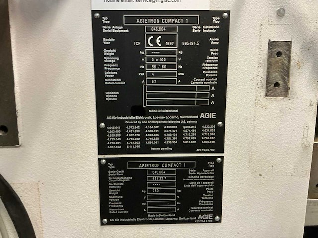 1997 agietron compact 1 zinkvonkmachine - afbeelding 20 van  21