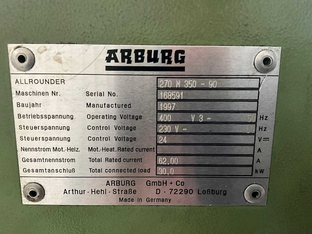 1997 arburg 270 m 350-90 schakel- en besturingskast - afbeelding 9 van  9