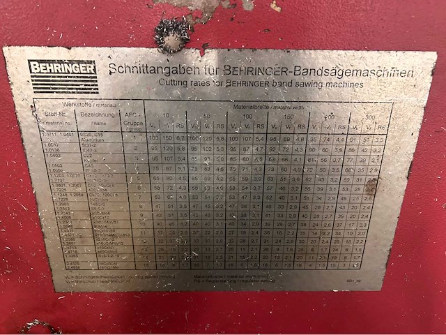 1997 behringer hbp 263a metalen horizontale bandzaagmachine - afbeelding 5 van  10