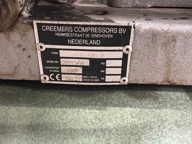 1997 creemers os190k luchtcompressor - afbeelding 4 van  4
