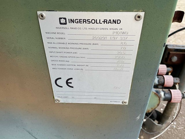 1997 ingersoll-rand p101wd luchtcompressor - afbeelding 9 van  9