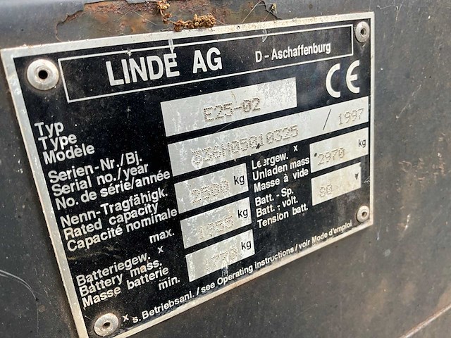 1997 linde e25-02 vorkheftruck - afbeelding 13 van  22