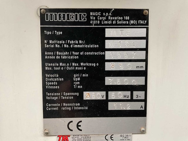 1997 magic mt6 tafel- en spilfreesmachine - afbeelding 3 van  11