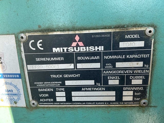 1997 mitsubishi fg40 vorkheftruck - afbeelding 13 van  31