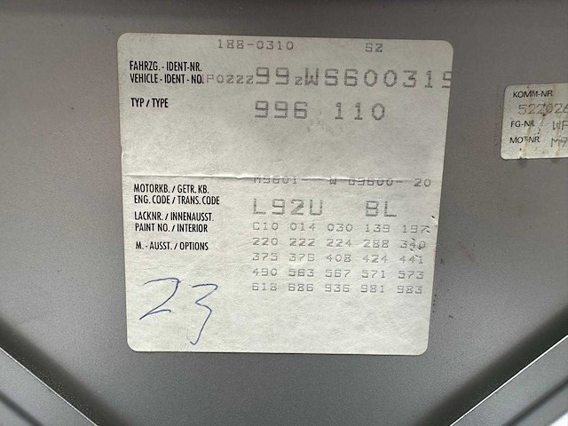 1997 porsche 911 3.4 coupé carrera, 37-rn-bs - afbeelding 5 van  17