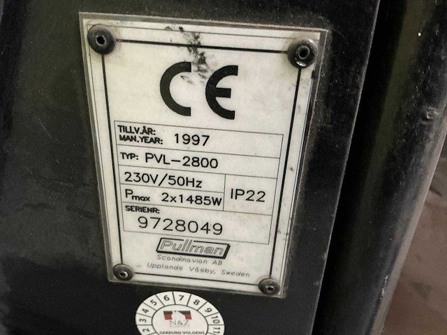 1997 pullman pvl 2800 industriële stofzuiger - afbeelding 11 van  13