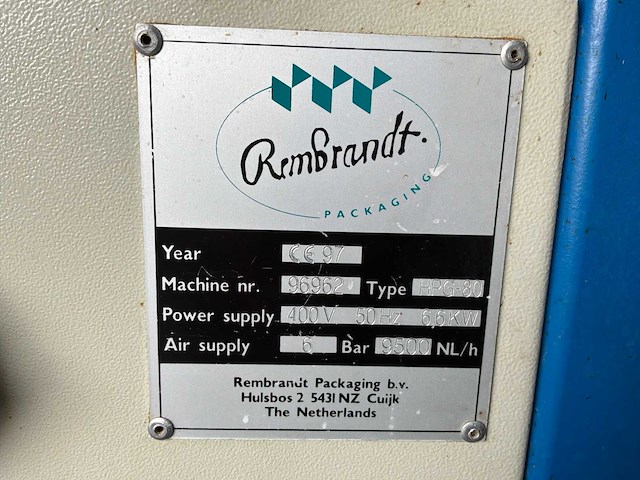 1997 rembrandt hpg-80 horizontale cartoneermachine (dozensluiter) - afbeelding 17 van  36