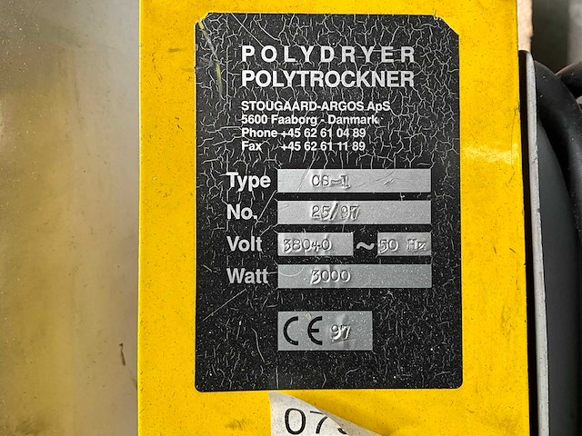 1997 stougaard argos cs-1 granulaat droger / hopper - afbeelding 6 van  6