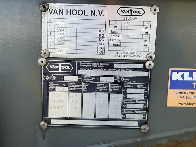 1997 van hool oplegger/container trailer - afbeelding 2 van  10