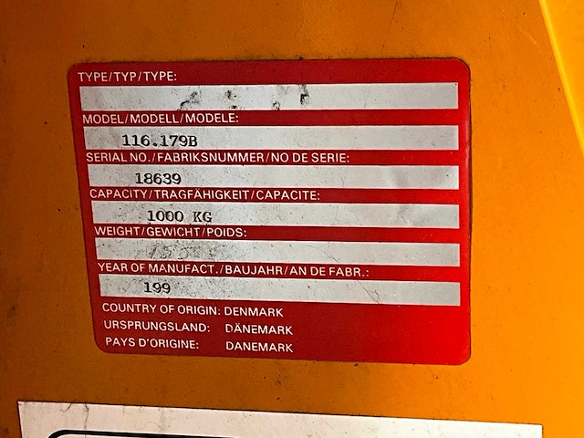 1997 vestergaard 116.179b elektrische palletwagen - afbeelding 7 van  7