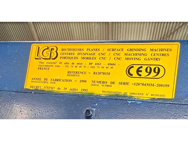 1998 - lgb france - r12070sm - surface grinding machine - afbeelding 4 van  20