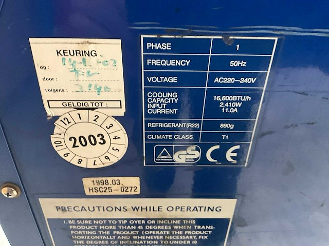 1998 airrex hsc25-0272 mobiele cooler - afbeelding 8 van  8