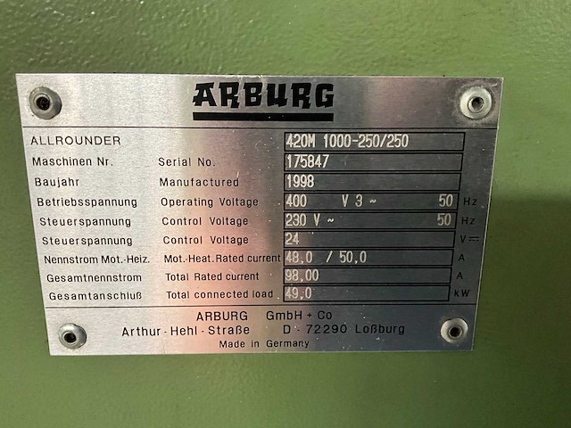 1998 arburg 420 m 1000 schakel- en besturingskast (2x) - afbeelding 5 van  9