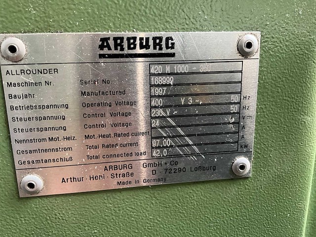 1998 arburg 420 m 1000 schakel- en besturingskast (2x) - afbeelding 9 van  9