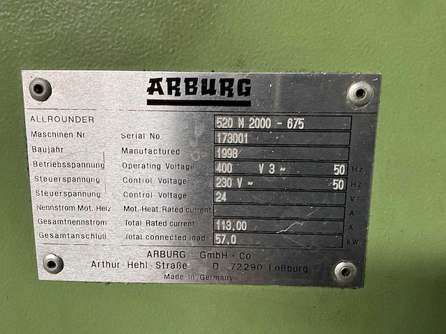 1998 arburg 520 m 2000-675 schakel- en besturingskast - afbeelding 9 van  9