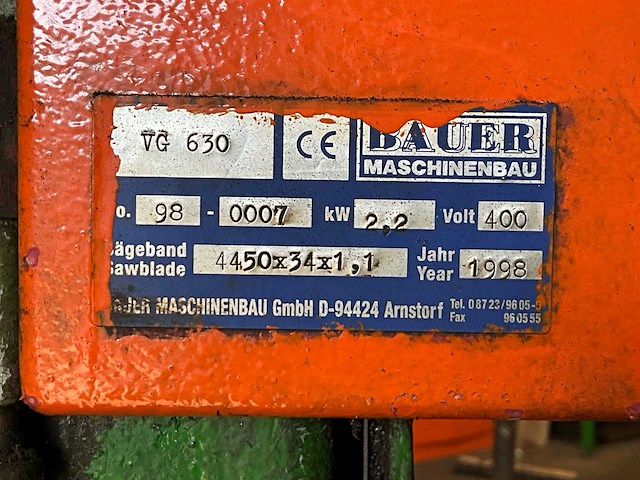 1998 bauer vg 630 lintzaagmachine - afbeelding 5 van  16