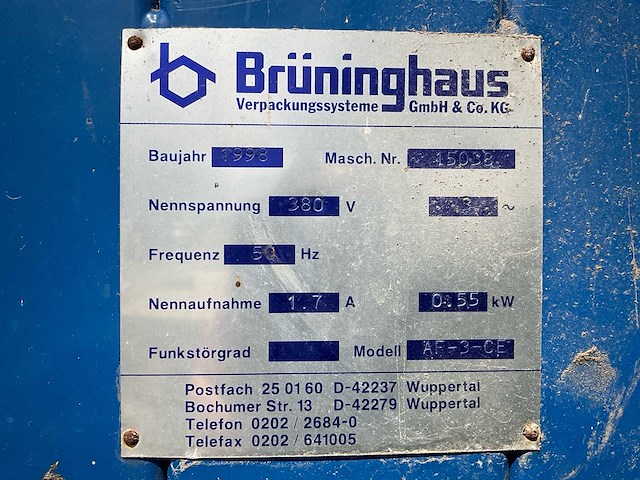 1998 brüninghaus af3ce palletfoliewikkelaar - afbeelding 2 van  10