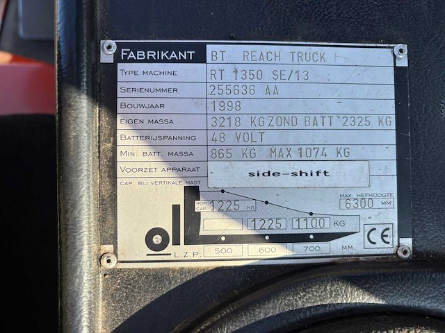 1998 bt rt 1350 reach truck - afbeelding 12 van  12