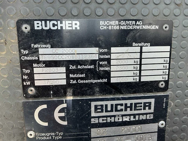 1998 bücher schorsing cc 2000 zelfrijdende veegmachine - afbeelding 18 van  50